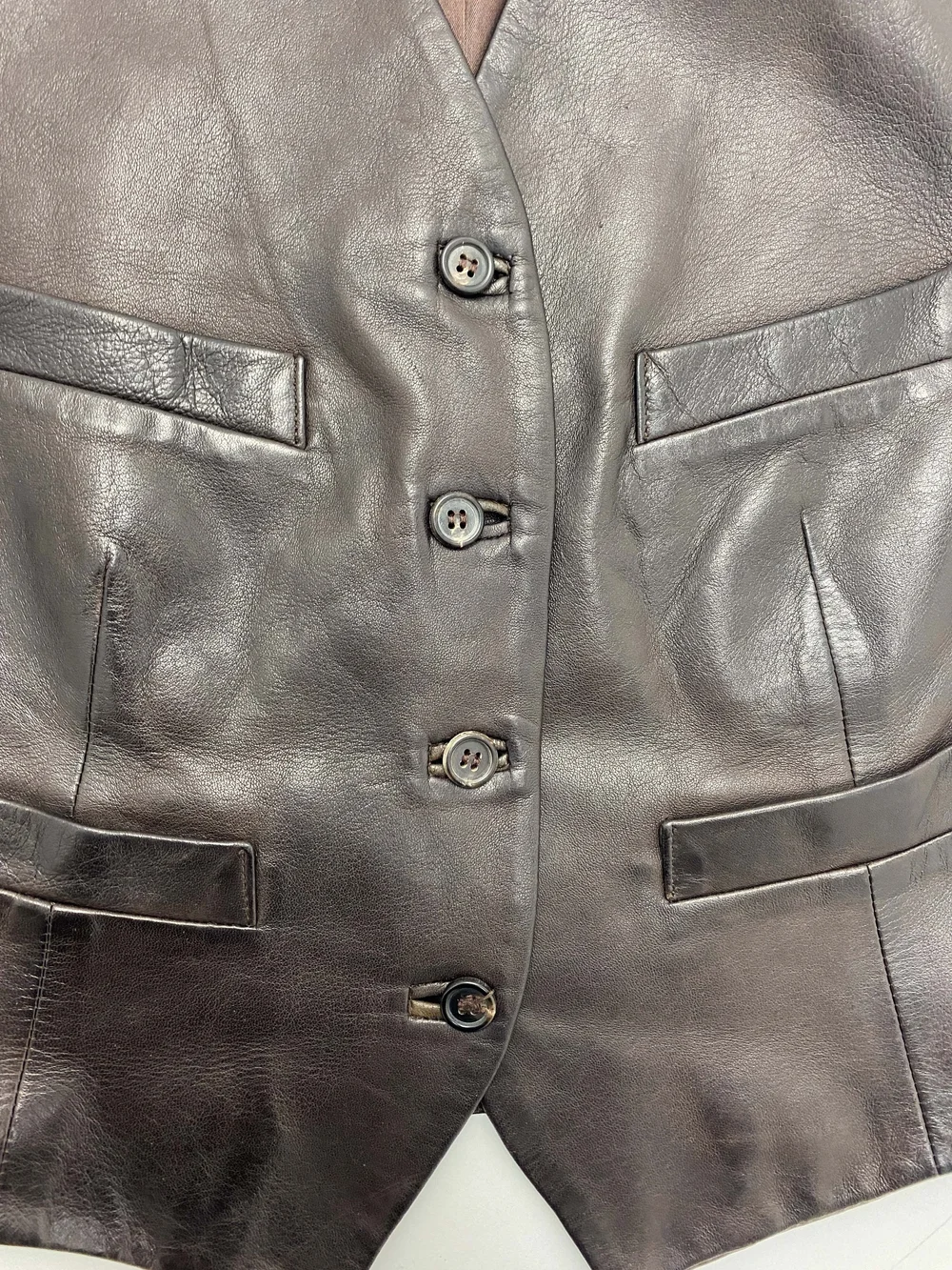 DKNY 90s brown leather vest — JAMES VELORIA